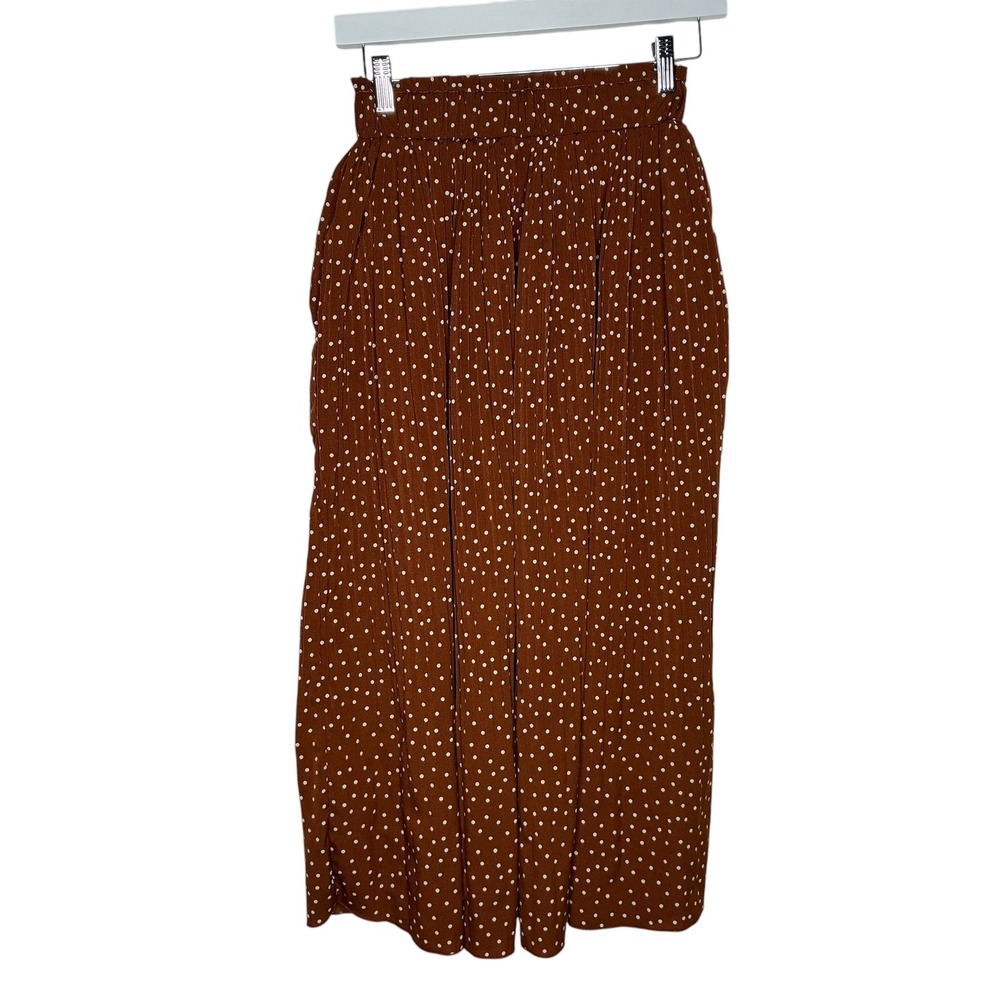 Exlura Woman Small Brown Polka Dot Skirtβ High Waist Pockets Cottagecore Fairy